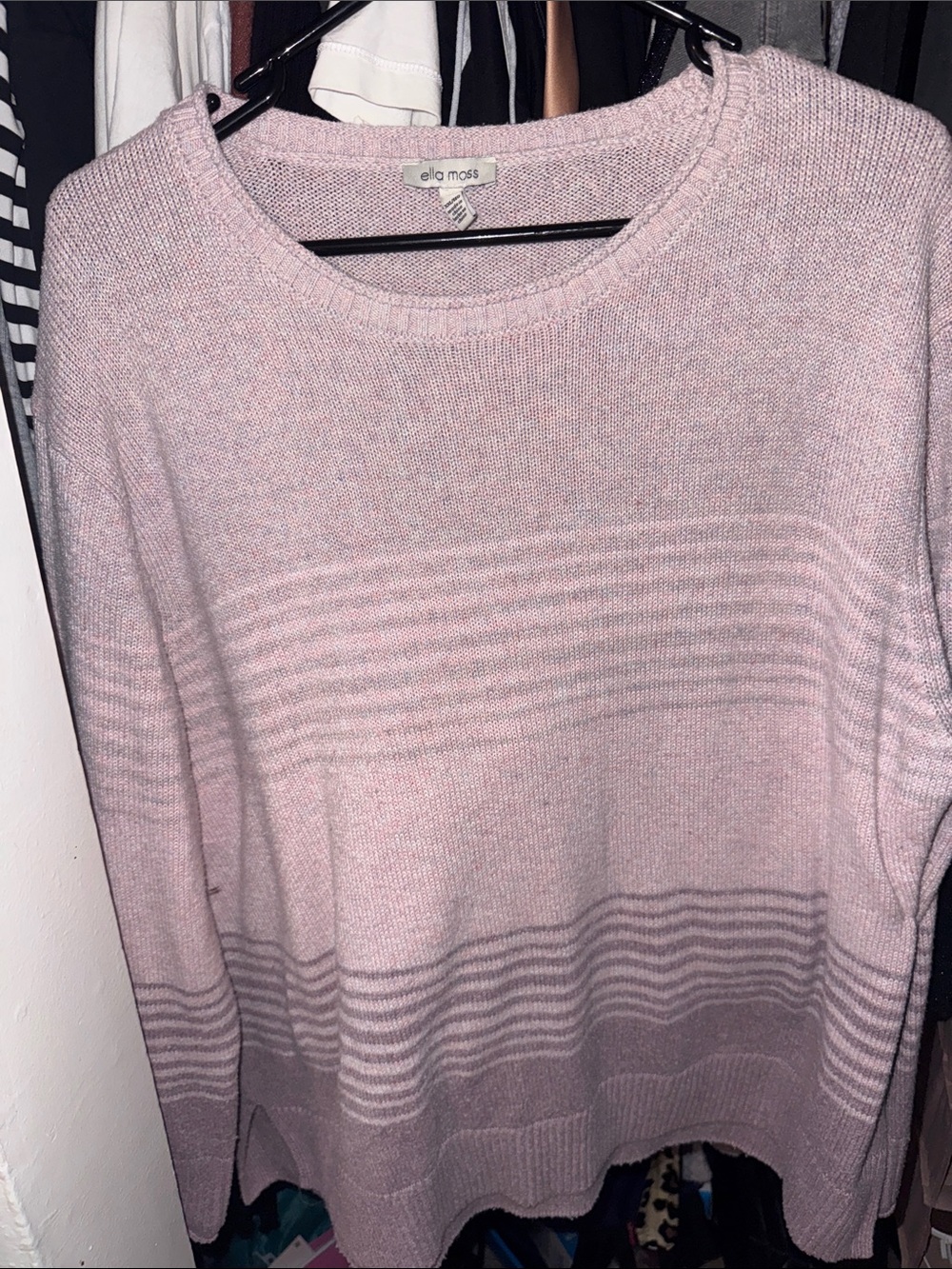 Ella Moss Light Pink Ombre Stripe Crewneck Sweater